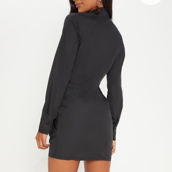 black plunge Pretty Little Thing satin dress - Picture 2 of 4